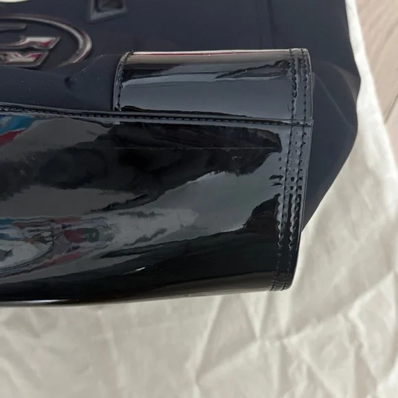 Tory Burch Black Nylon Patent Leather Tote - Picture 11 of 14